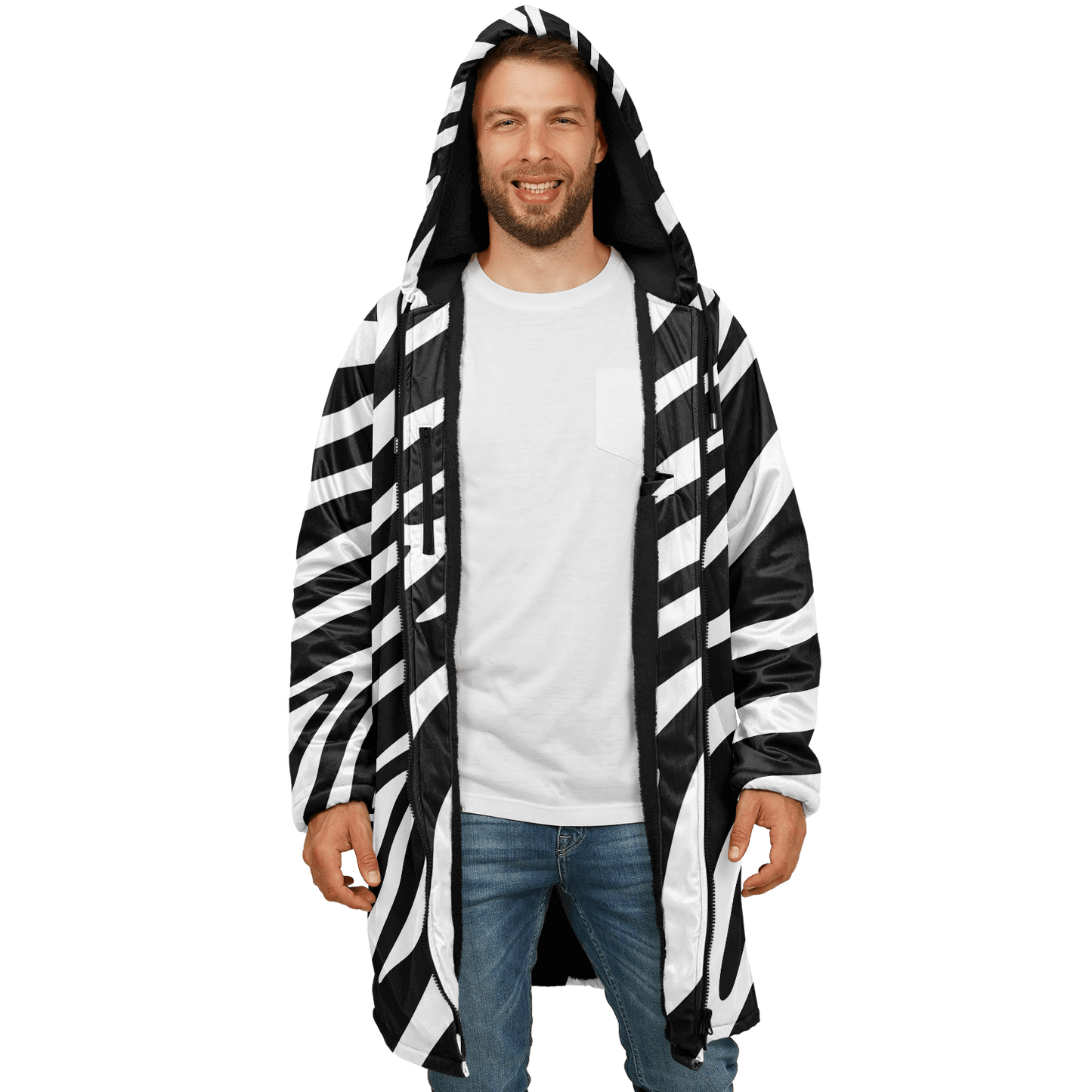 Zebra Zipper Cloak | Unisex HD Black & White