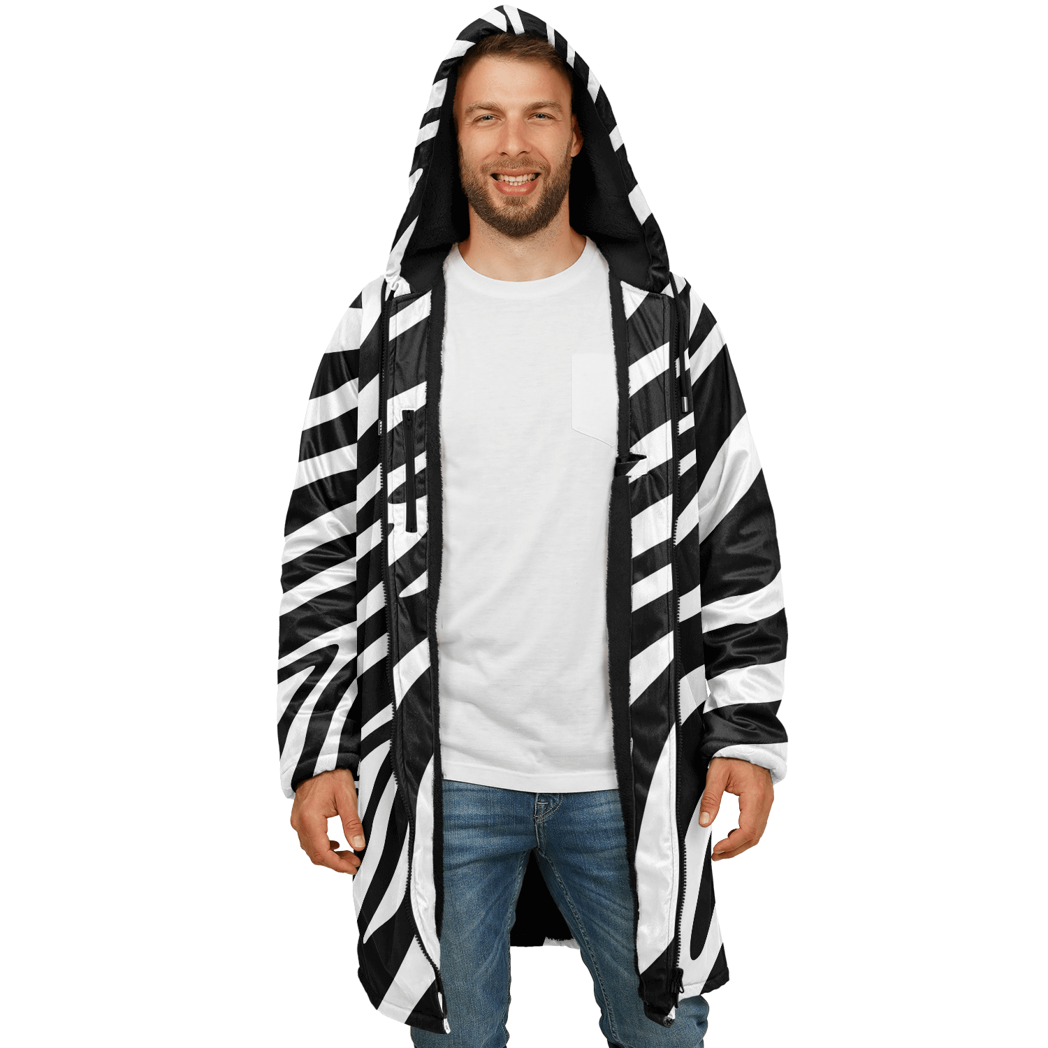 Zebra Zipper Cloak | Unisex HD Black & White