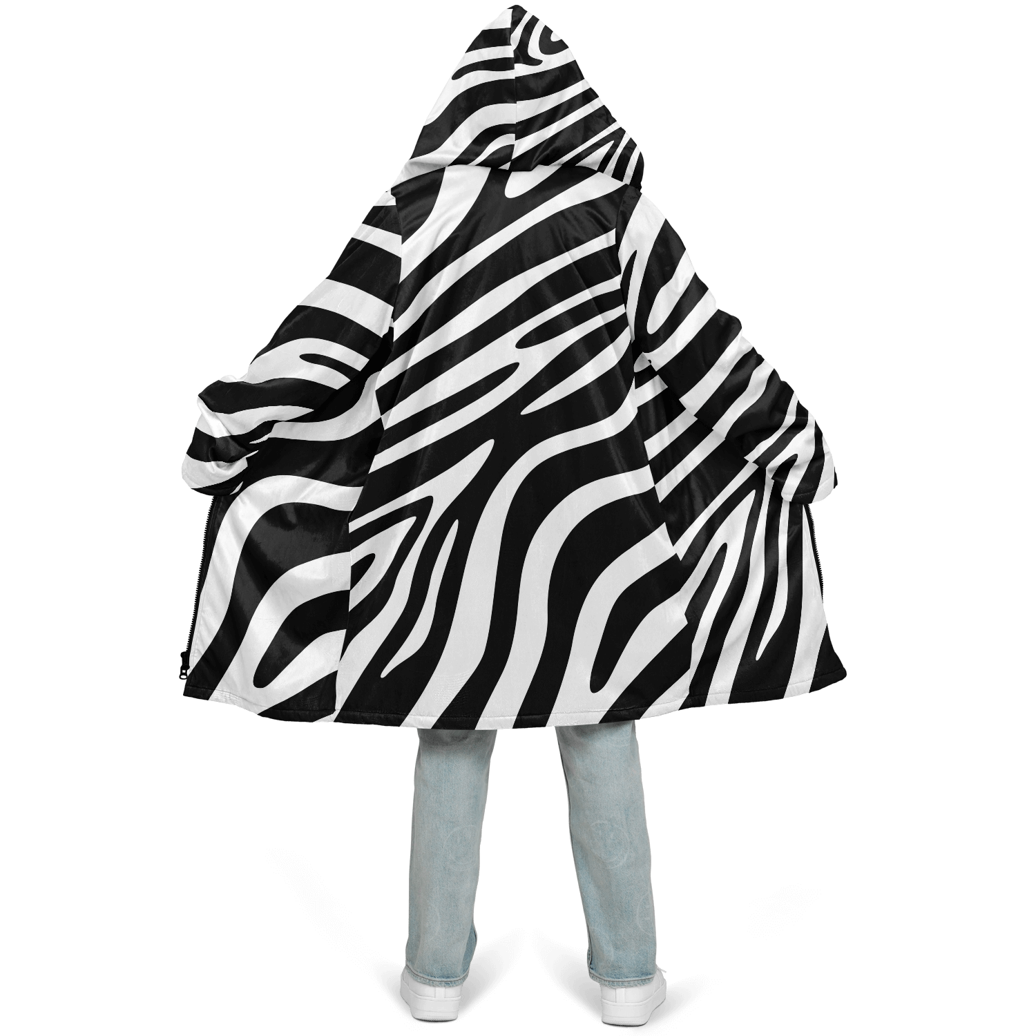 Zebra Zipper Cloak | Unisex HD Black & White