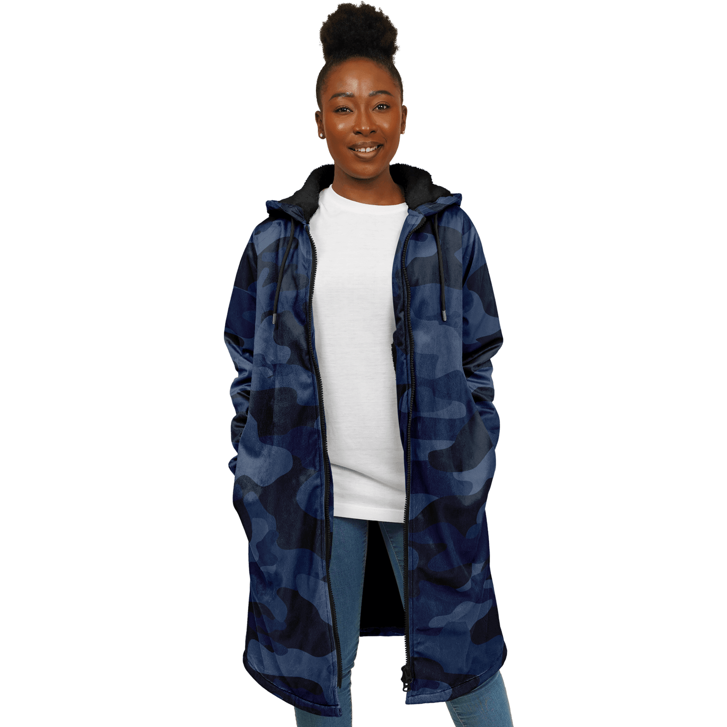 Deep Blue Camo Cloak With a Zipper