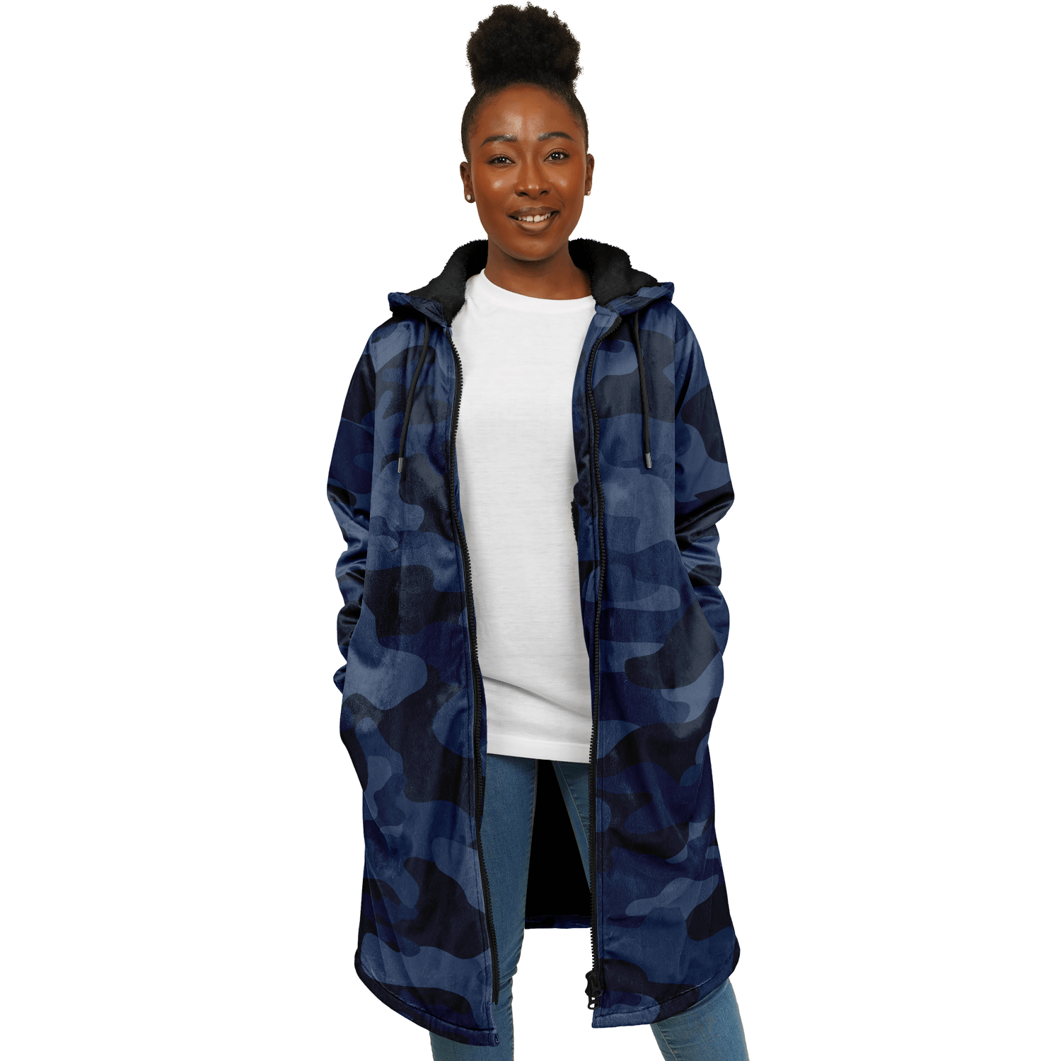 Deep Blue Camo Cloak With a Zipper