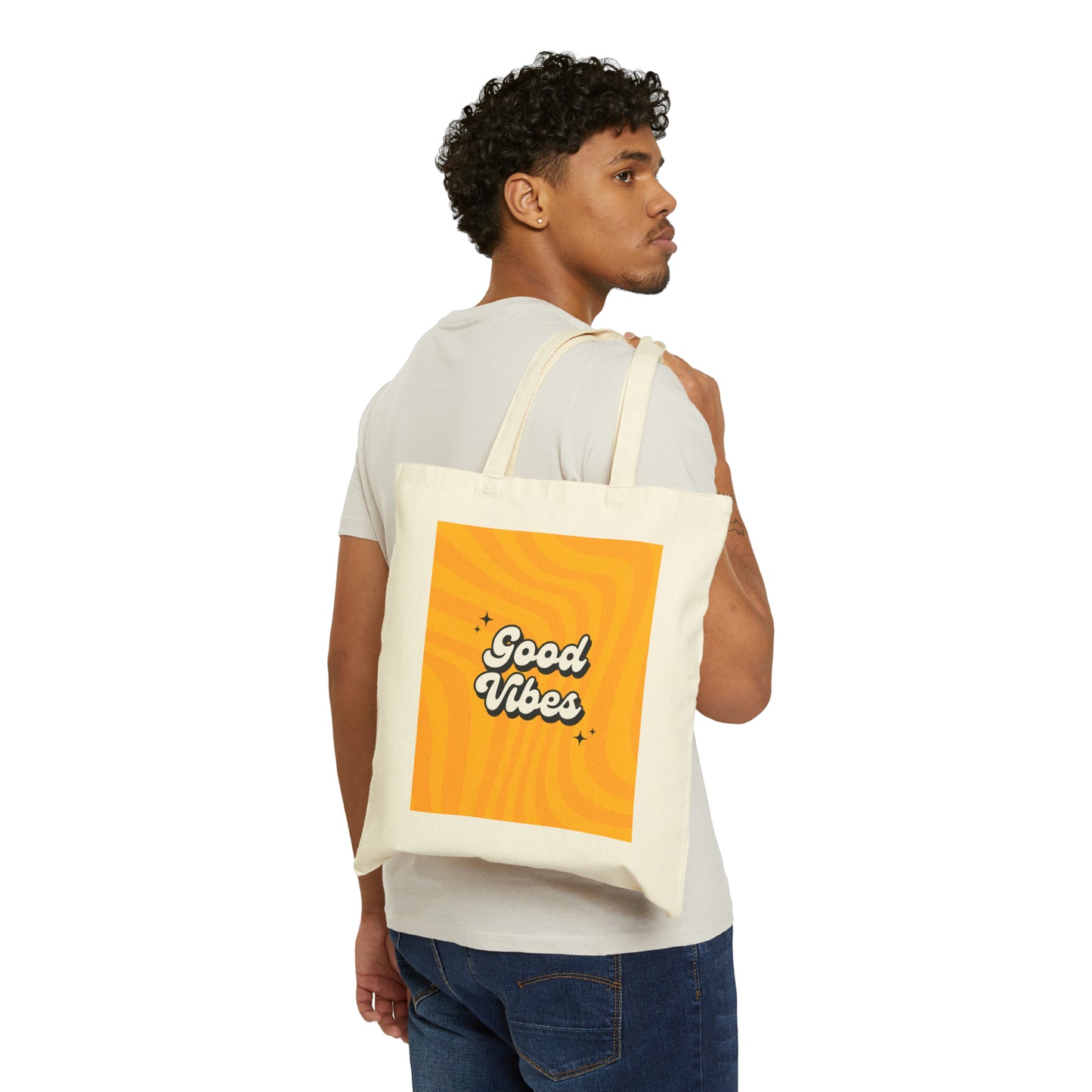 Cotton Canvas Tote Bag | Good Vibes - Ribooa