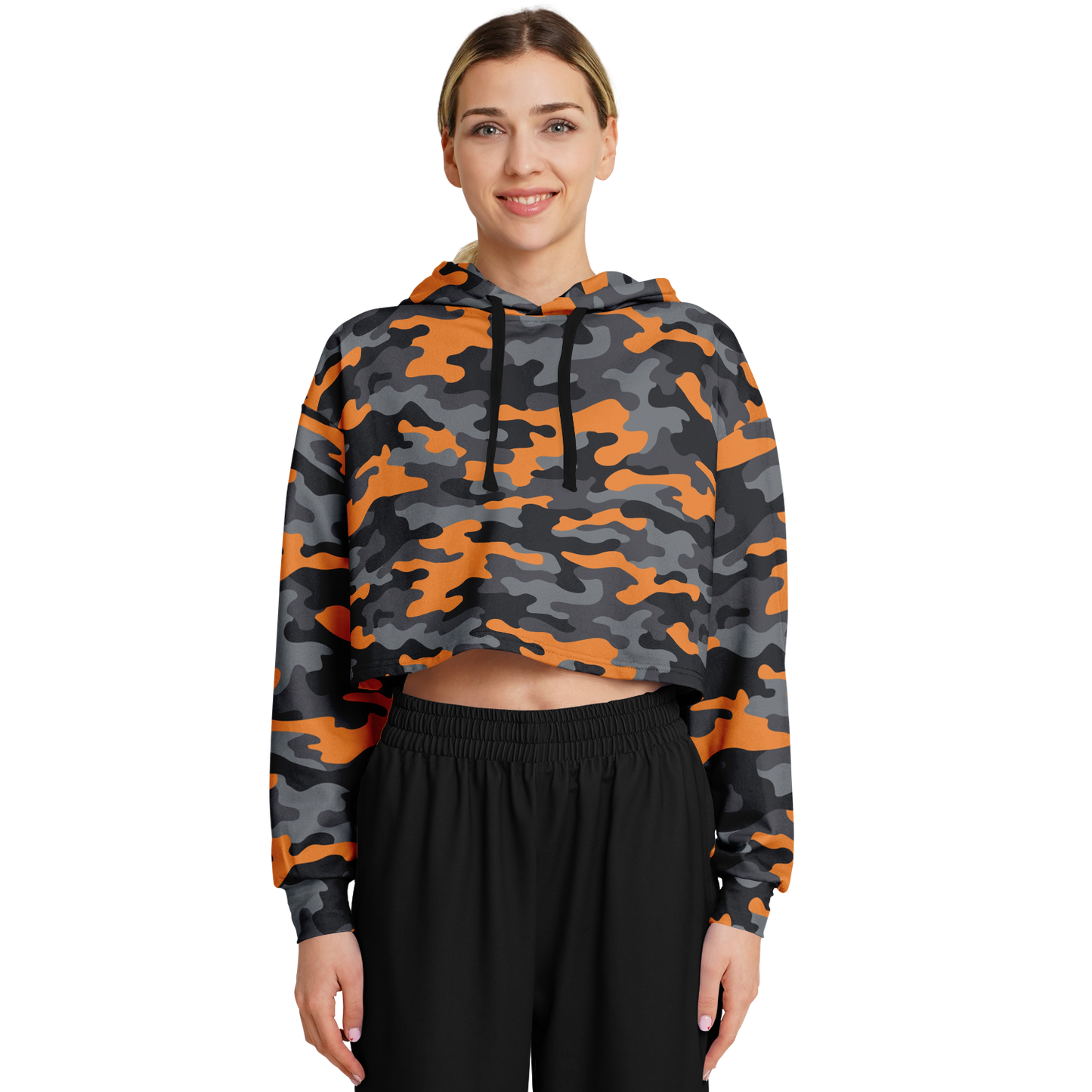 Cropped Hoodie | Military Orange, Gray & Black