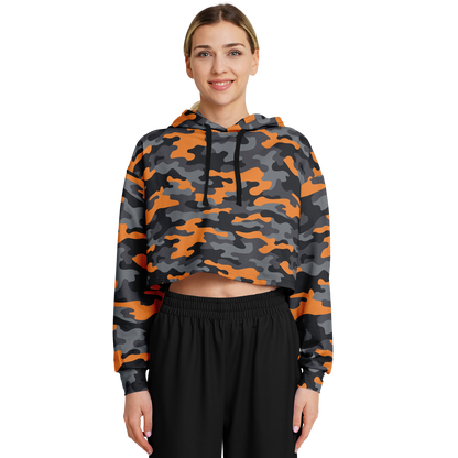 Cropped Hoodie | Military Orange, Gray & Black