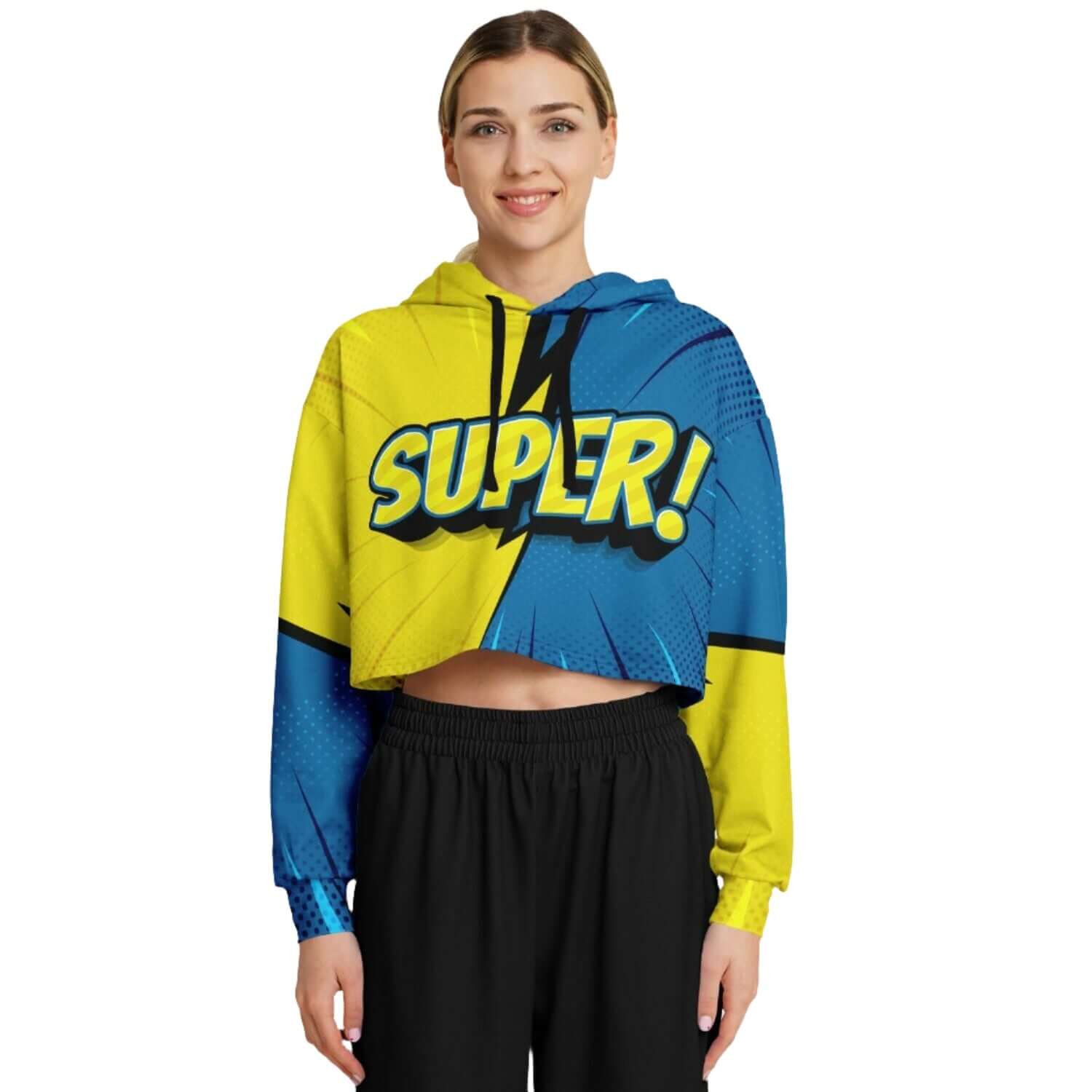 SUPER! Pop Art Cropped Hoodie