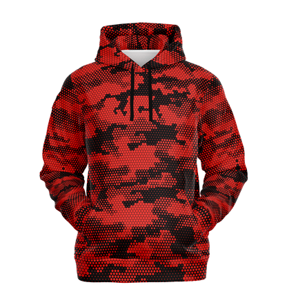 Pixel Camo Hoodie | Red Digital Camouflage Pattern