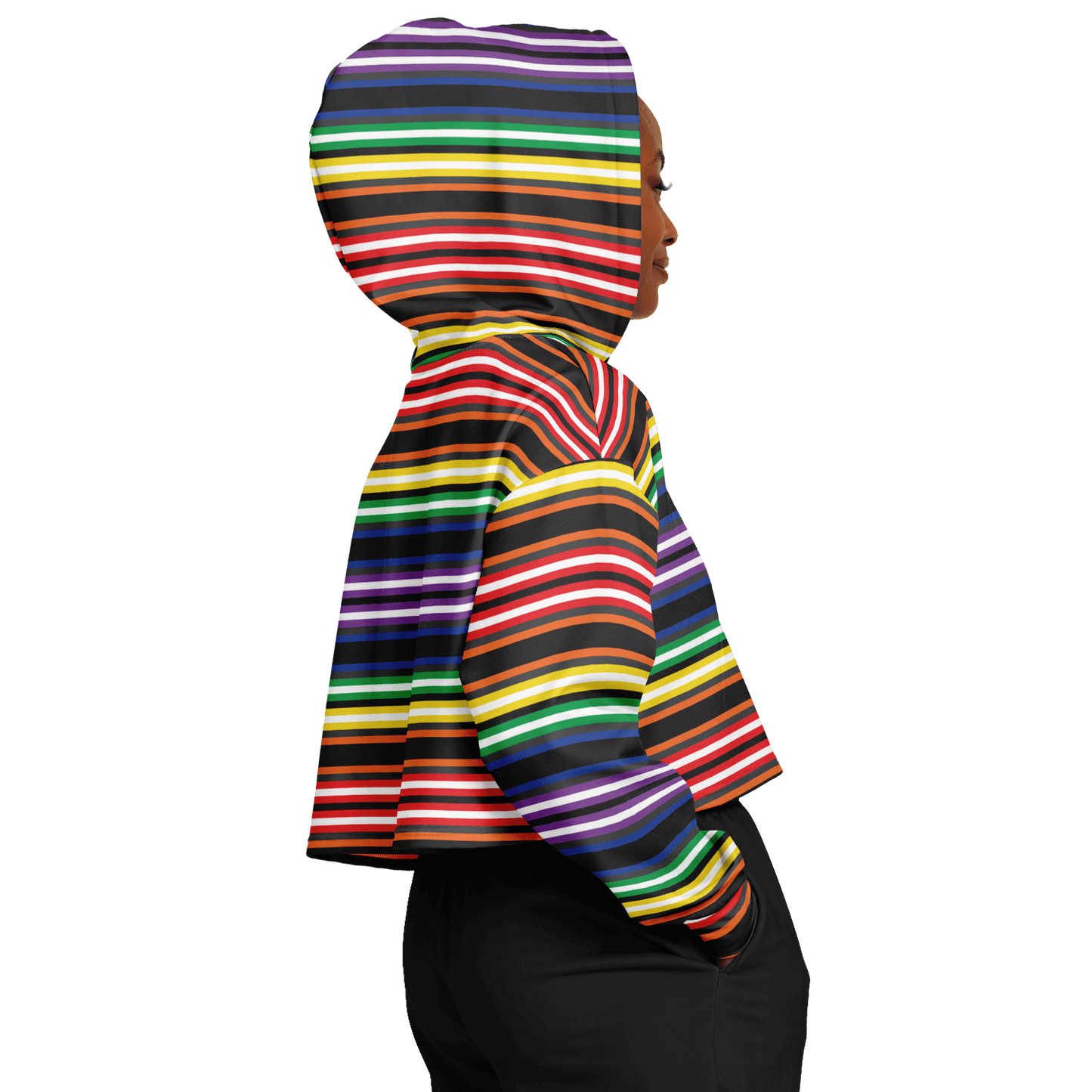 Cropped Hoodie | Rainbow Horizontal Stripes