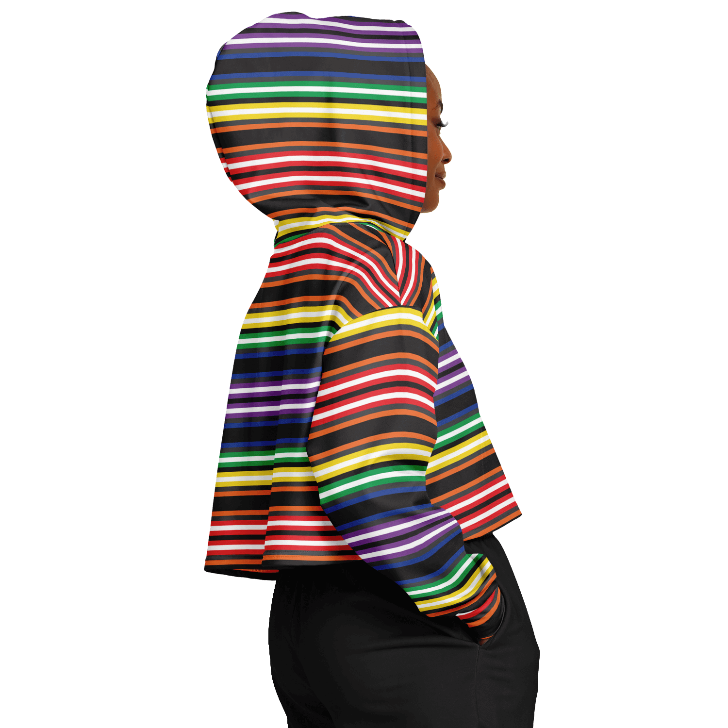 Cropped Hoodie | Rainbow Horizontal Stripes