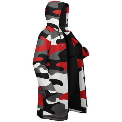 Red Black & White Camo Cloak With a Zipper