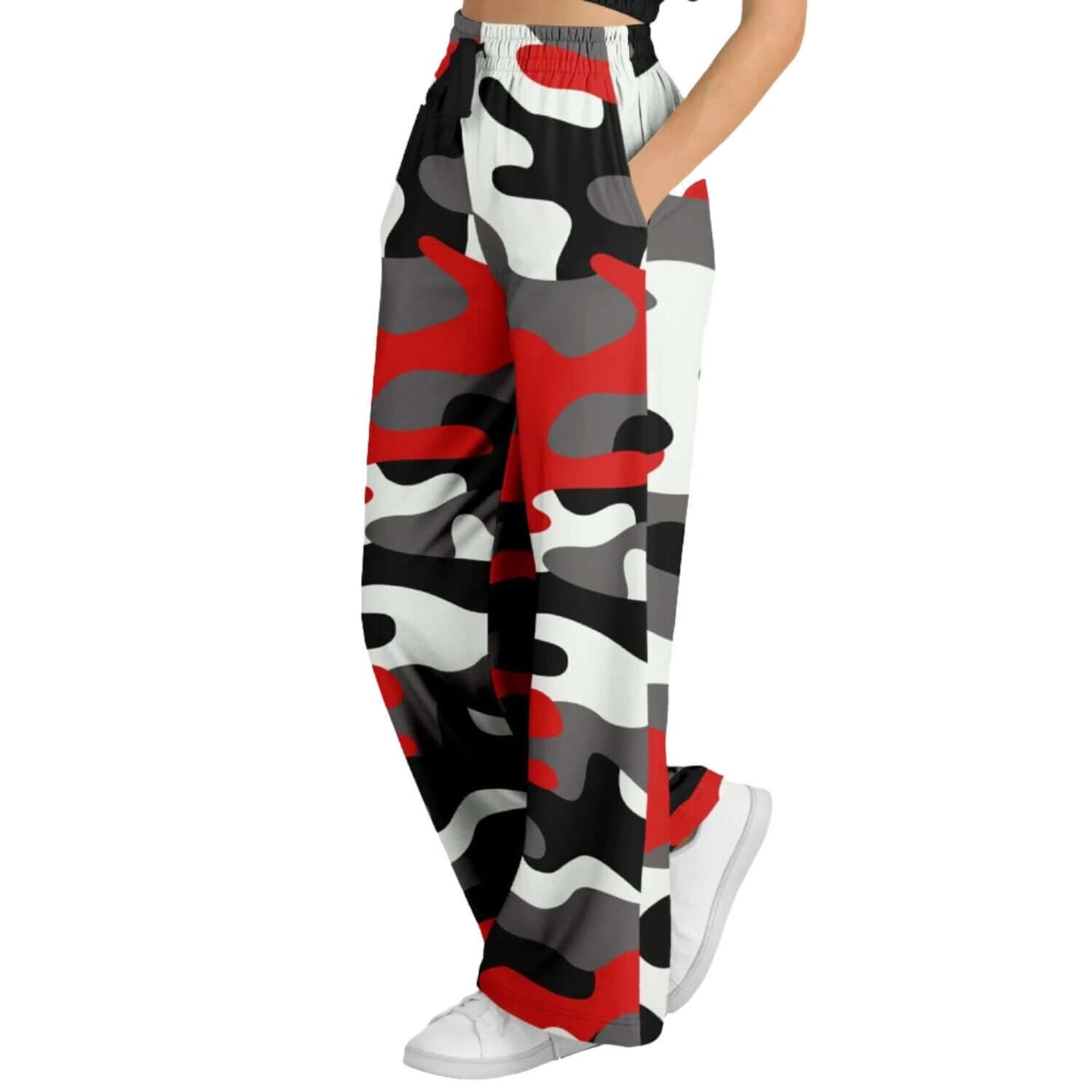 Camo Wide Leg Pants For Women | Milano Red Black & White