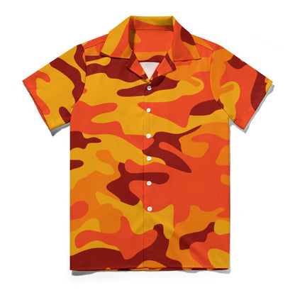 California Orange & Red Berry Cuban Collar Shirt