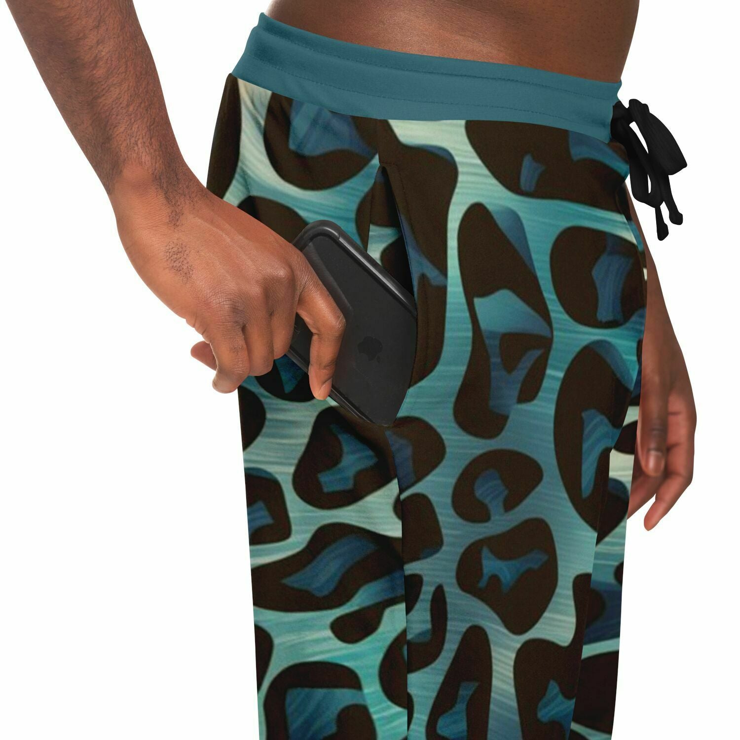 Black & Blue Leopard Track Pants For Men | HD Print