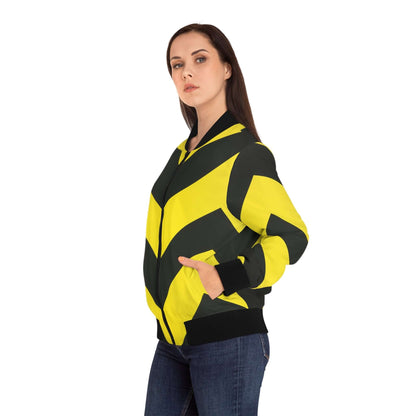 Women's Bomber Jacket | Black & Yellow - Ribooa