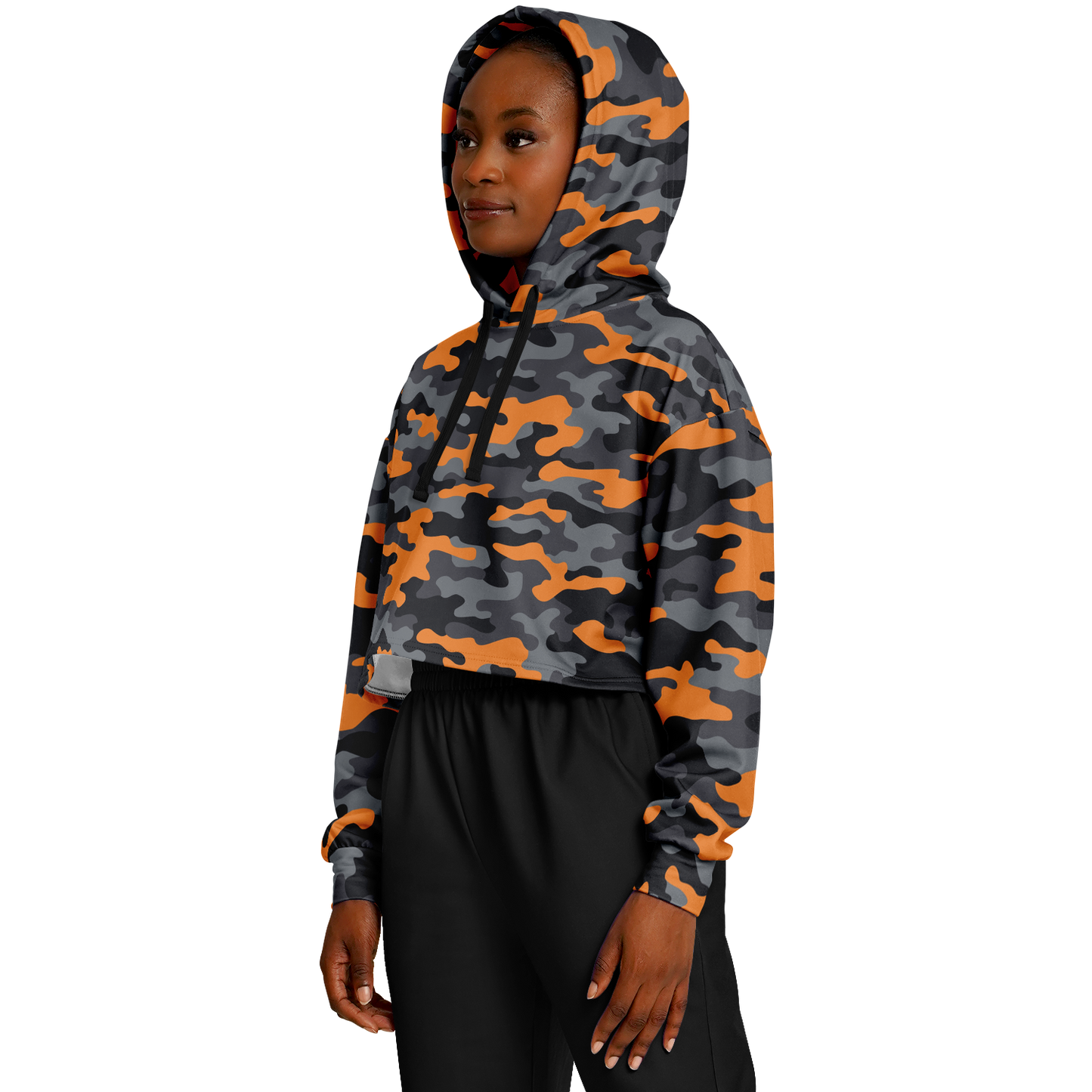 Cropped Hoodie | Military Orange, Gray & Black