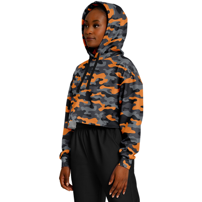 Cropped Hoodie | Military Orange, Gray & Black