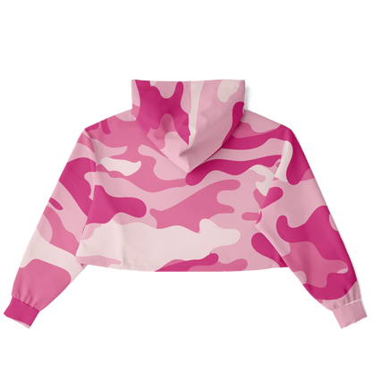 Lavender Pink Camo Cropped Hoodie For Women