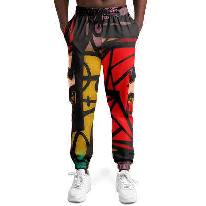 Abstract Red Cargo Sweatpants | HD Print