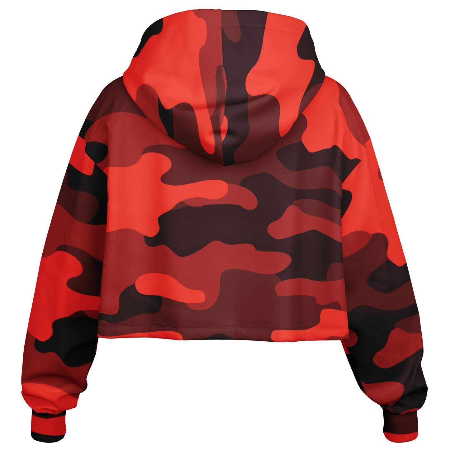 Red Camo Cropped Hoodie For Women