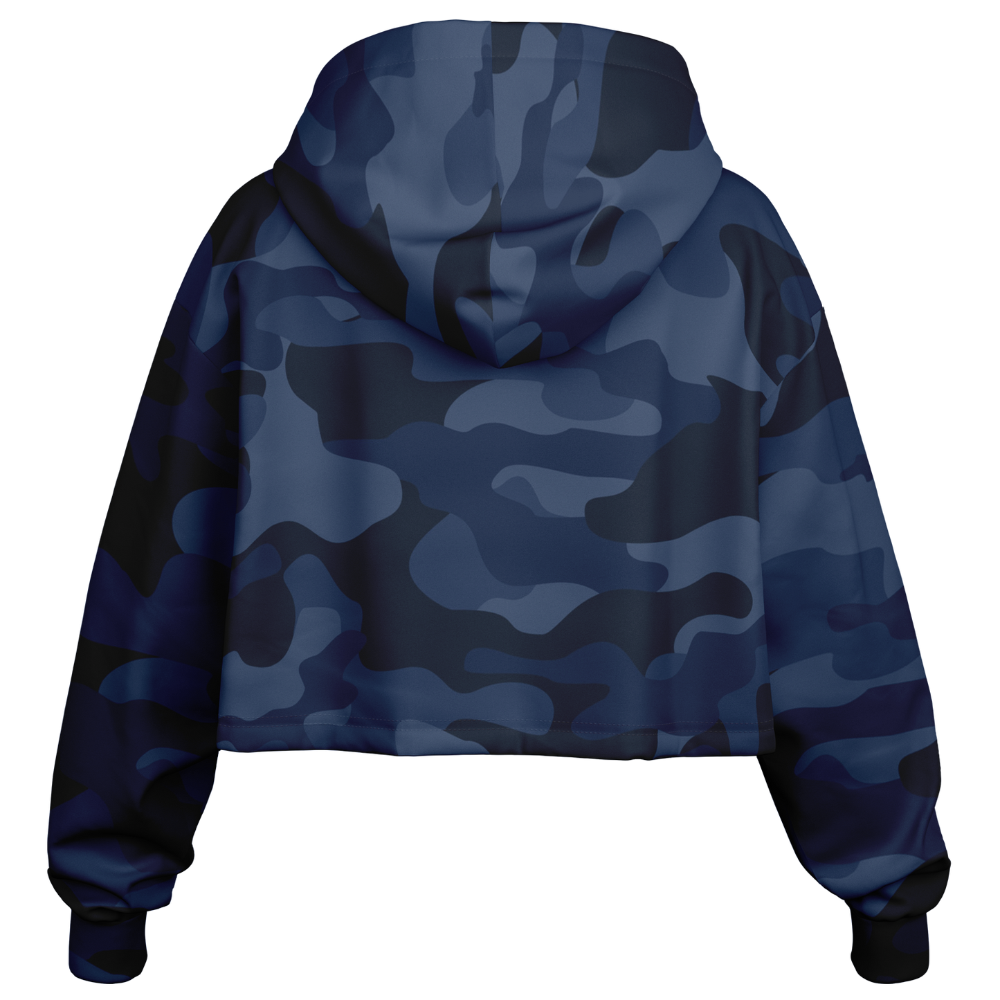 Deep Blue Camo Cropped Hoodie For Women