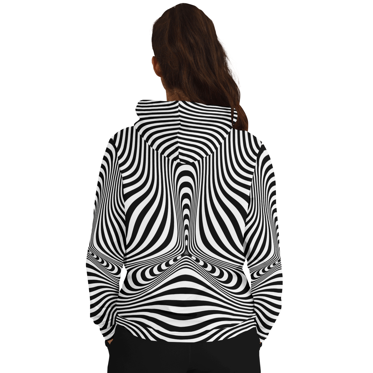 Psychedelic Hoodie | Hypnotic Pattern With Black & White Striped