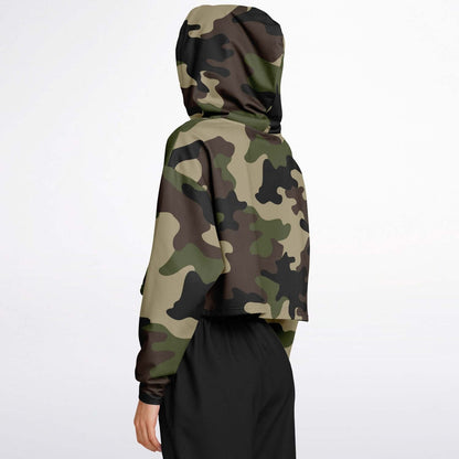 Camo Cropped Hoodie | Mongoose Green & Dark Olive