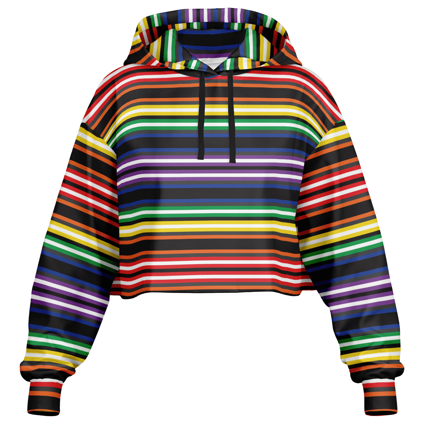 Cropped Hoodie | Rainbow Horizontal Stripes