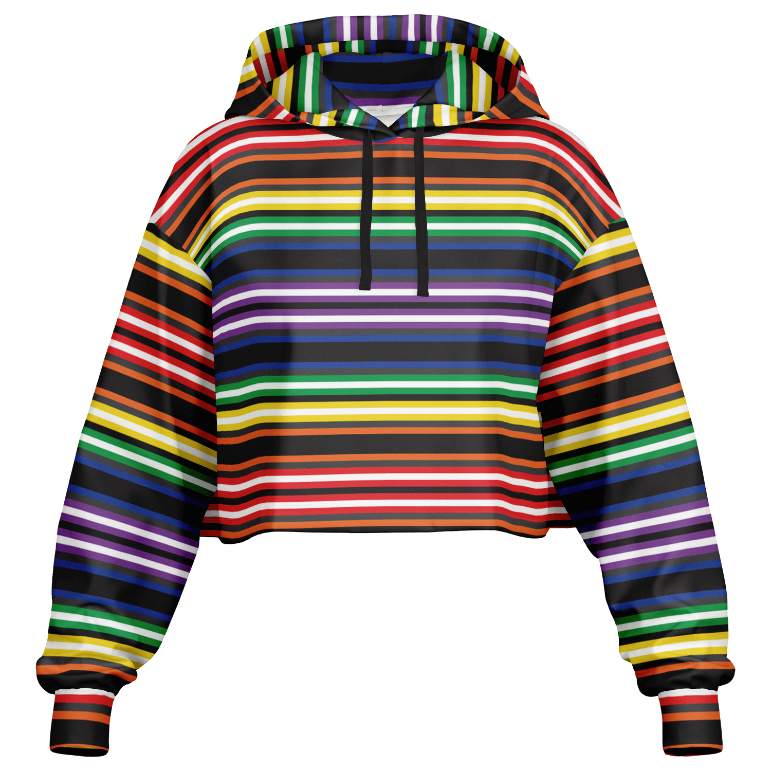 Cropped Hoodie | Rainbow Horizontal Stripes