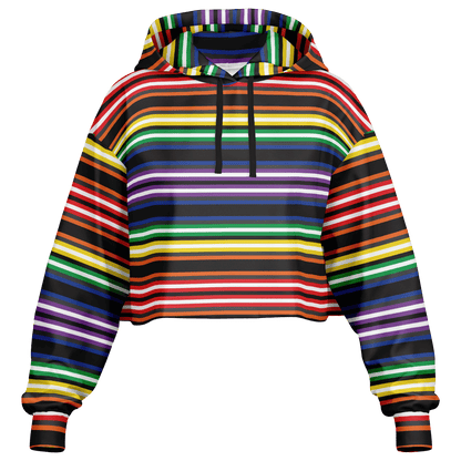 Cropped Hoodie | Rainbow Horizontal Stripes