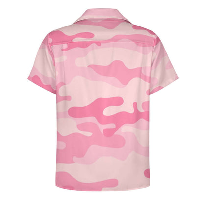 Pink Commando Camo Cuban Collar Shirt