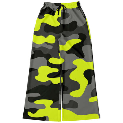 Camo Wide Leg Pants For Women | Olive Black & Yellow