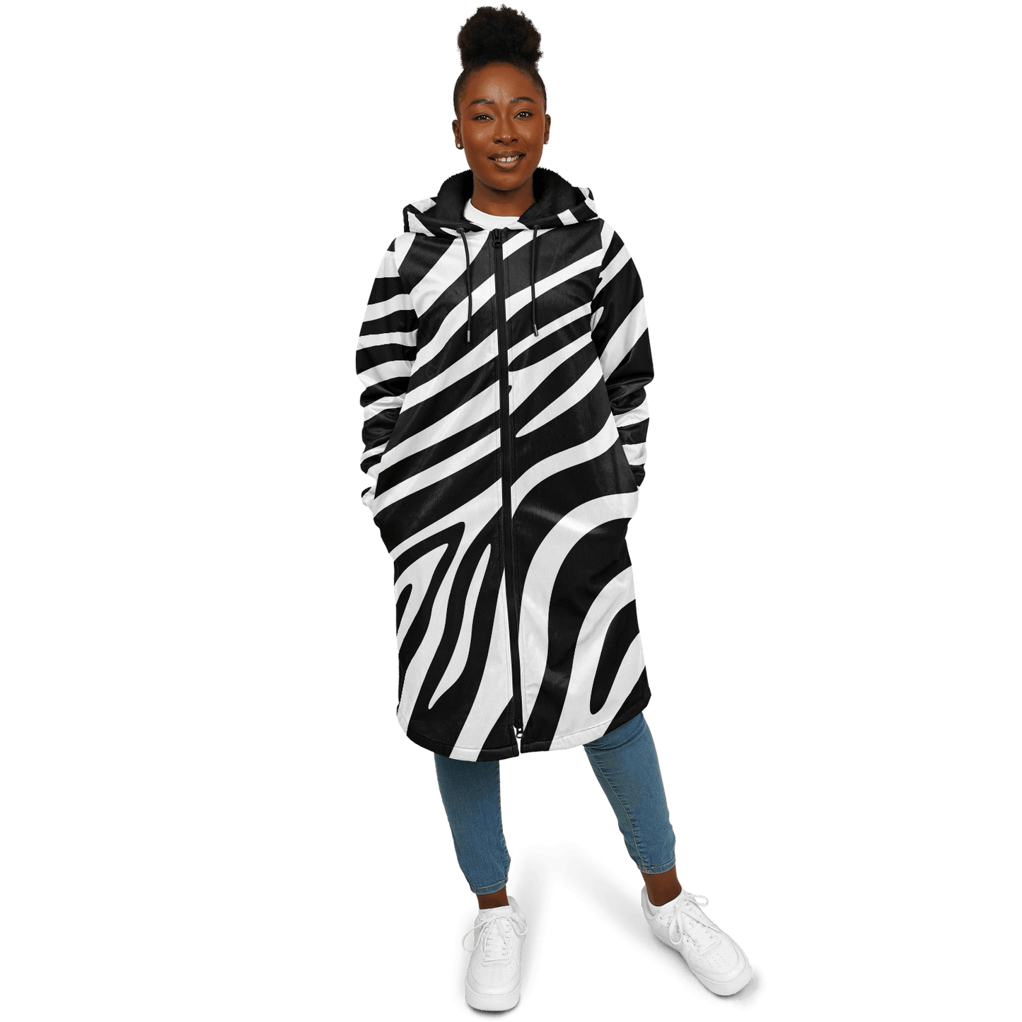 Zebra Zipper Cloak | Unisex HD Black & White