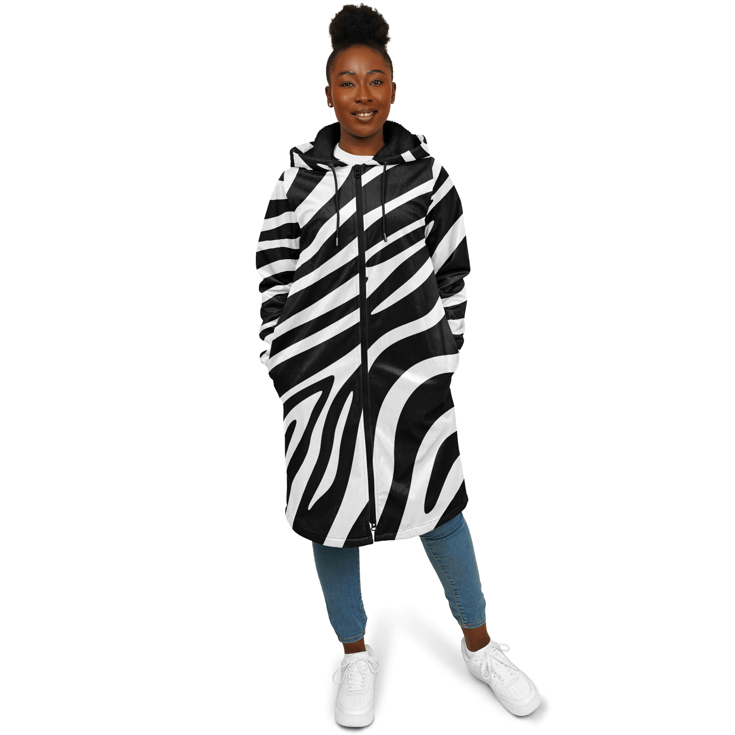 Zebra Zipper Cloak | Unisex HD Black & White