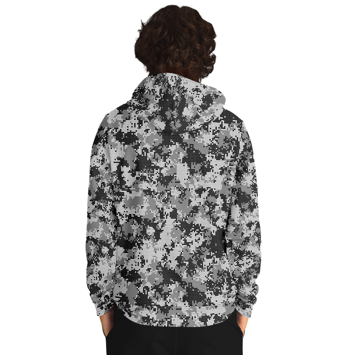 Pixel Camo Hoodie | Black & White Camouflage Pattern