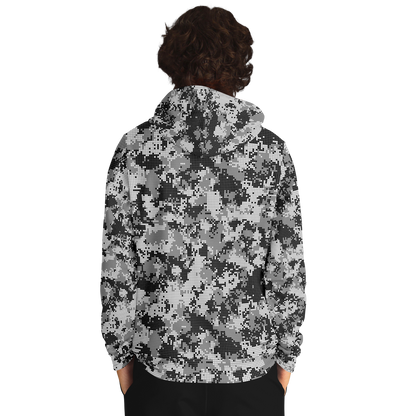 Pixel Camo Hoodie | Black & White Camouflage Pattern