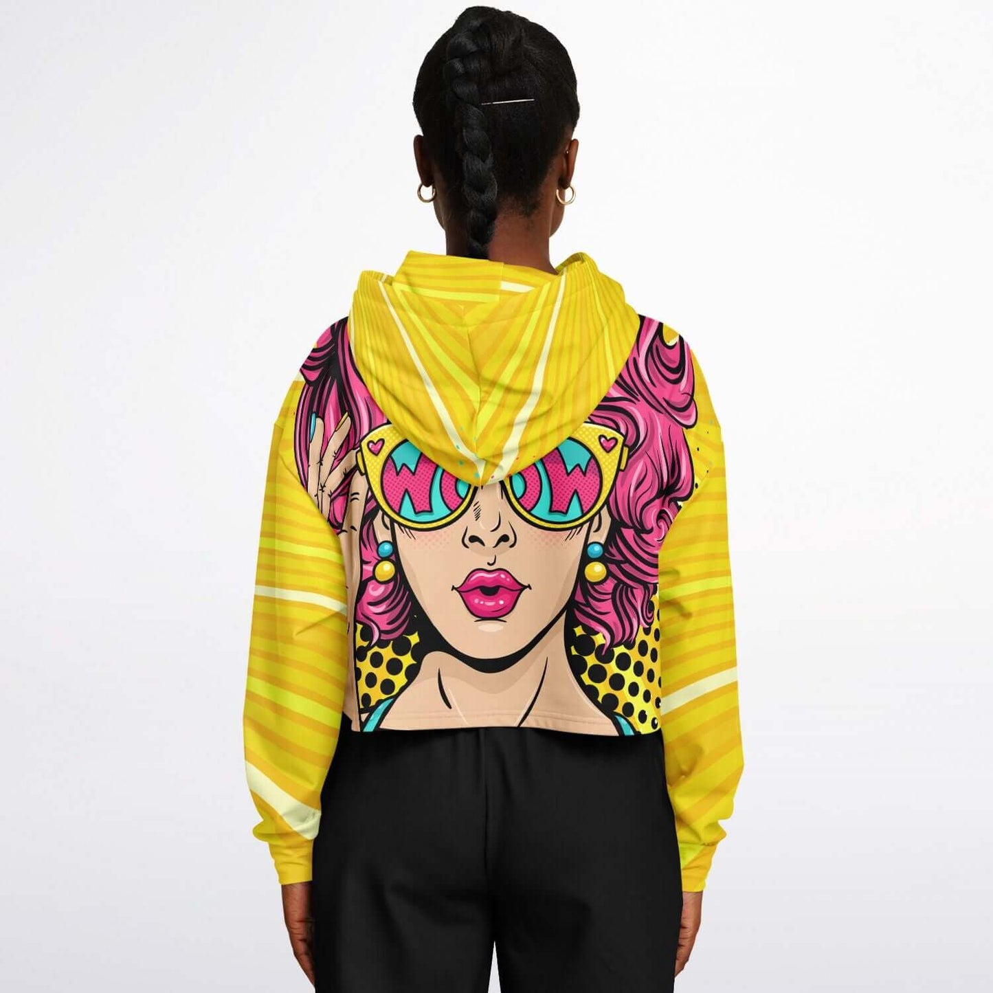 WOW Lady Yellow Cropped Hoodie