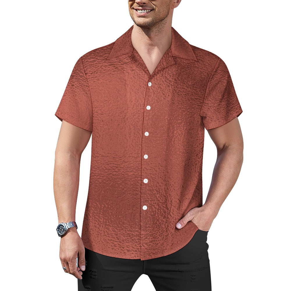 Copper Color Cuban Collar Shirt