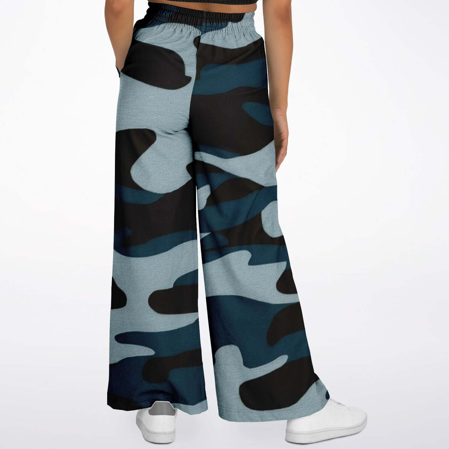 Women's Wide Leg Pants | Commando Blue HD Print