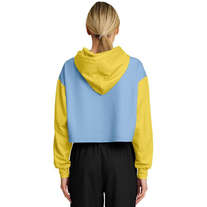 Yellow & Blue Brain Bulb Cropped Hoodie