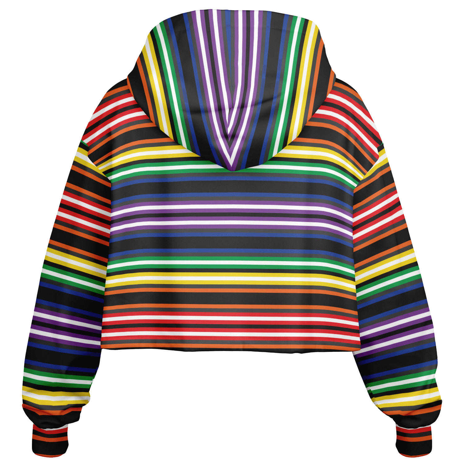 Cropped Hoodie | Rainbow Horizontal Stripes