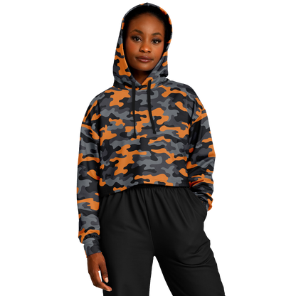 Cropped Hoodie | Military Orange, Gray & Black