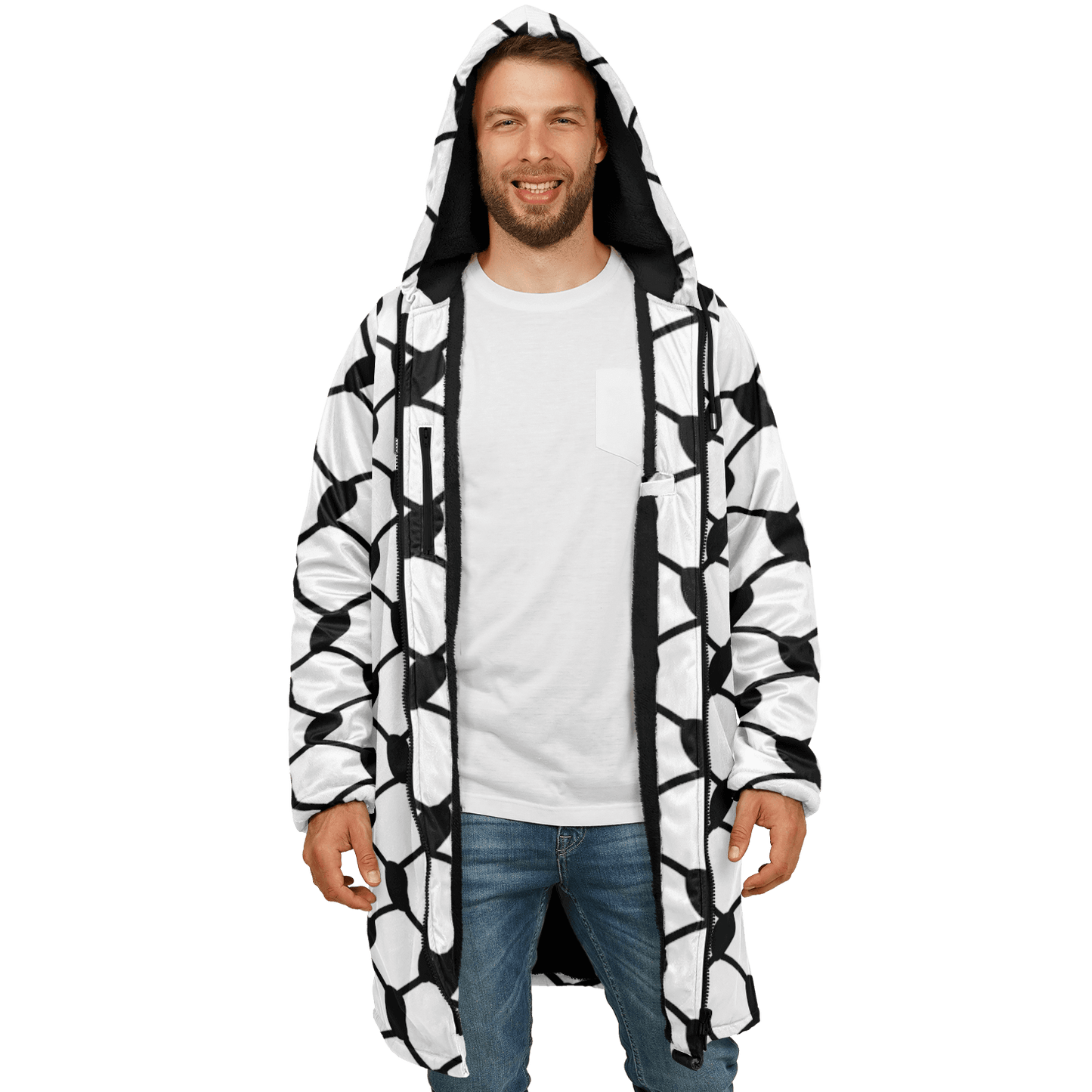 Keffiyeh Cloak With a Zipper | Black & White HD Print