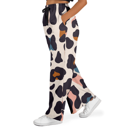 Women's Wide Leg Pants | Leopard Pastel HD Print