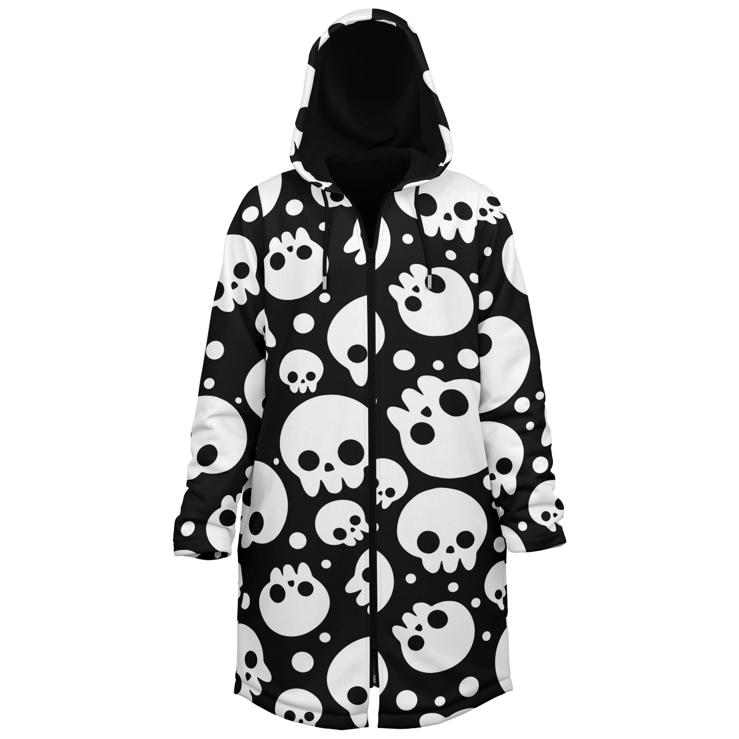 Black & White Skulls Cloak With a Zipper