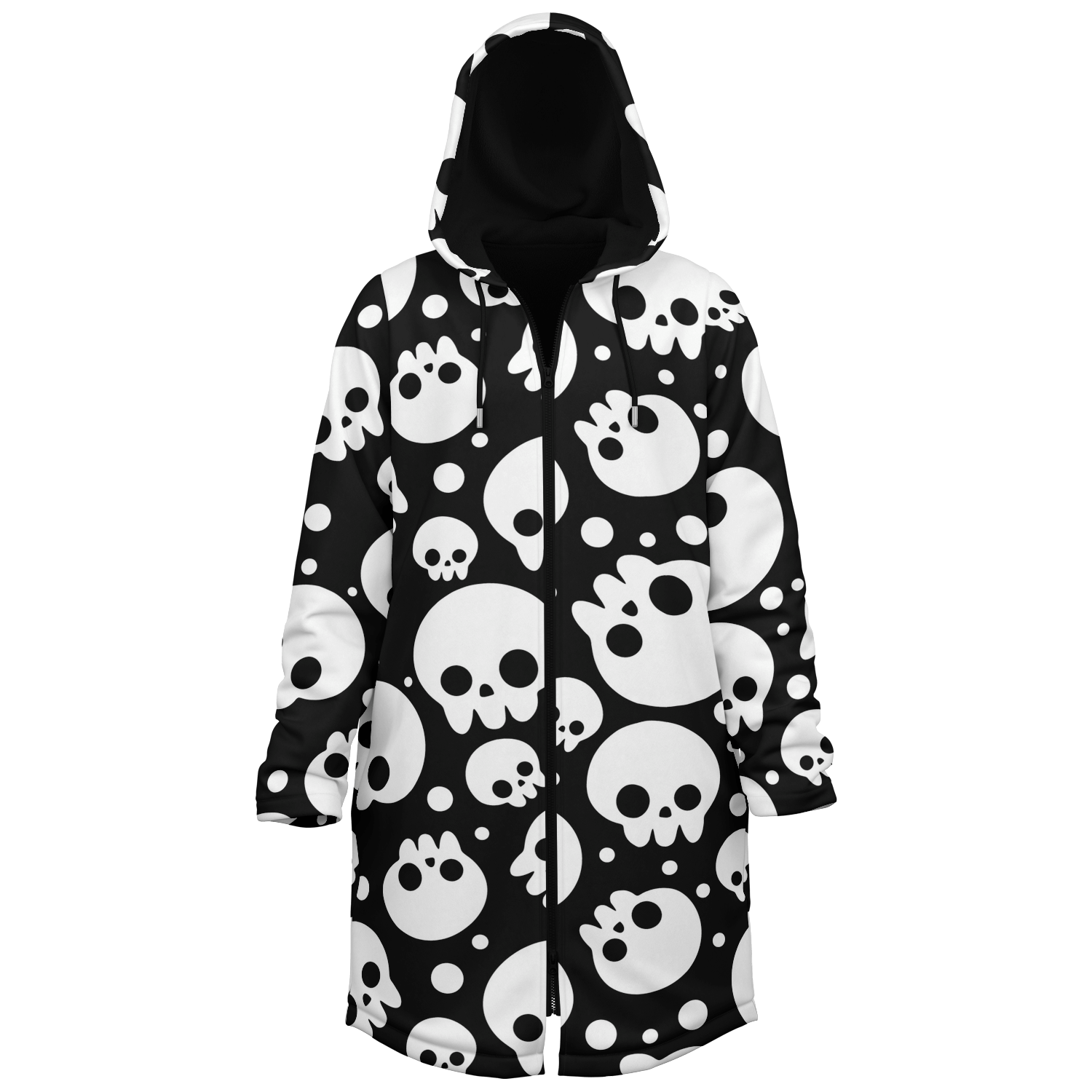 Black & White Skulls Cloak With a Zipper