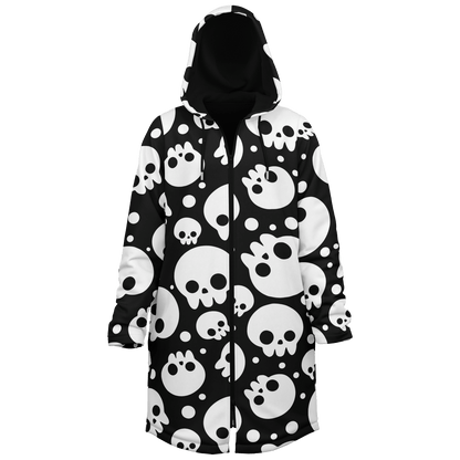 Black & White Skulls Cloak With a Zipper