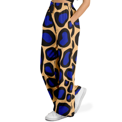 Women's Wide Leg Pants | Leopard Black & Blue