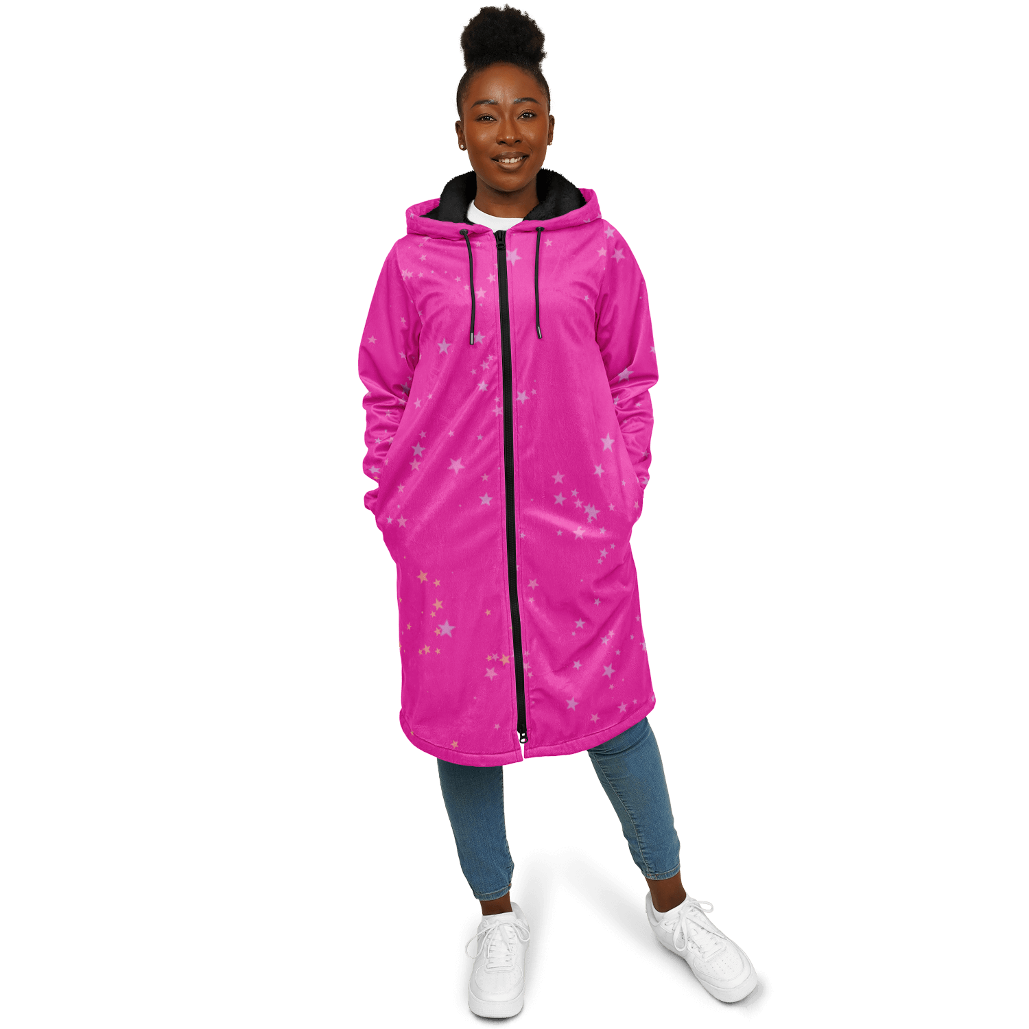 Funky Deep Pink Stars Zipper Cloak | Ribooa