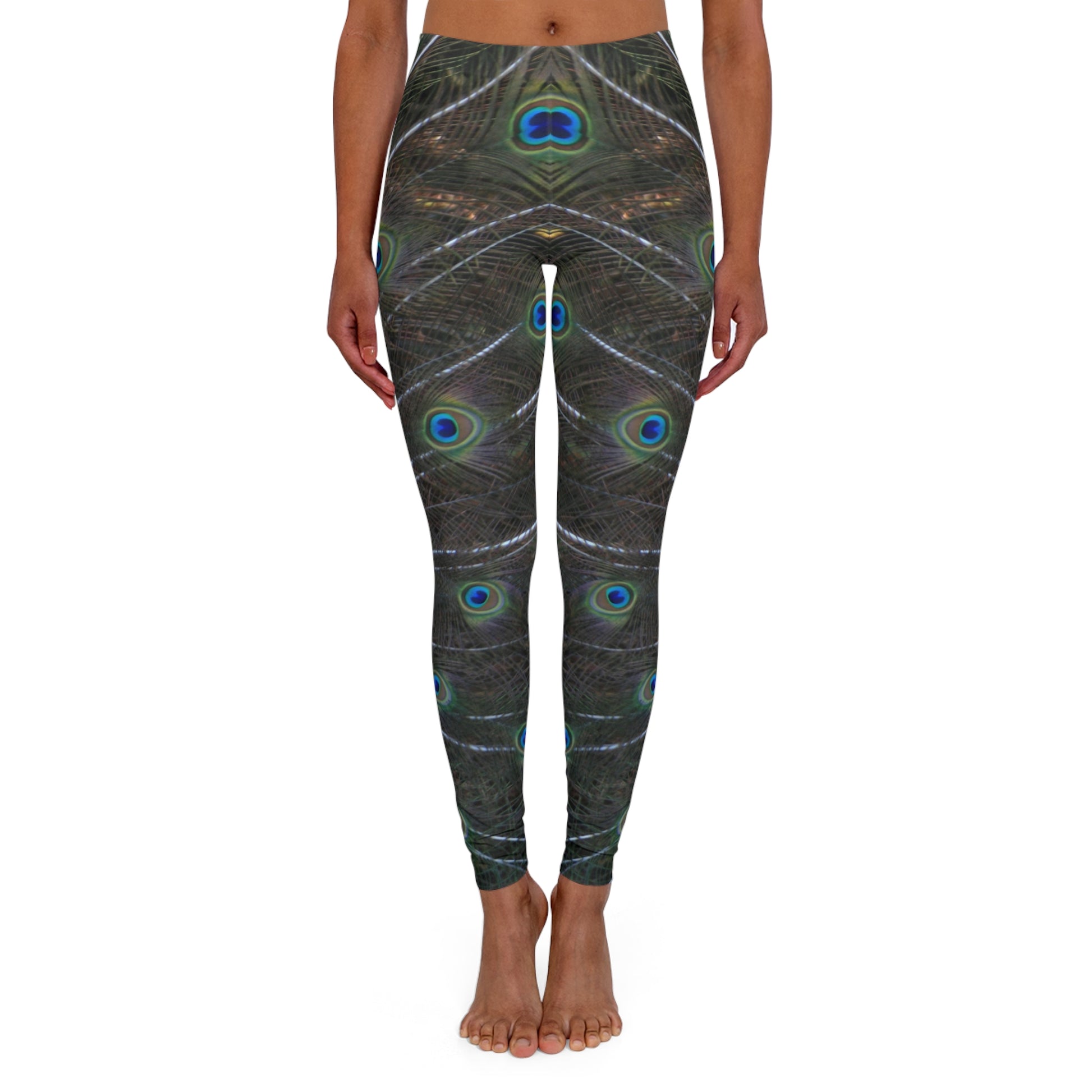 Spandex Leggings | Peacock Magic - Ribooa