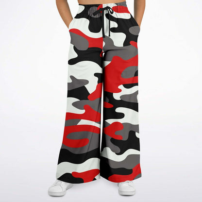 Camo Wide Leg Pants For Women | Milano Red Black & White