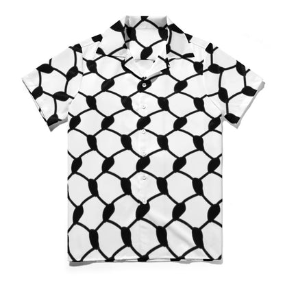 Keffiyeh Cuban Collar Shirt | Black & White